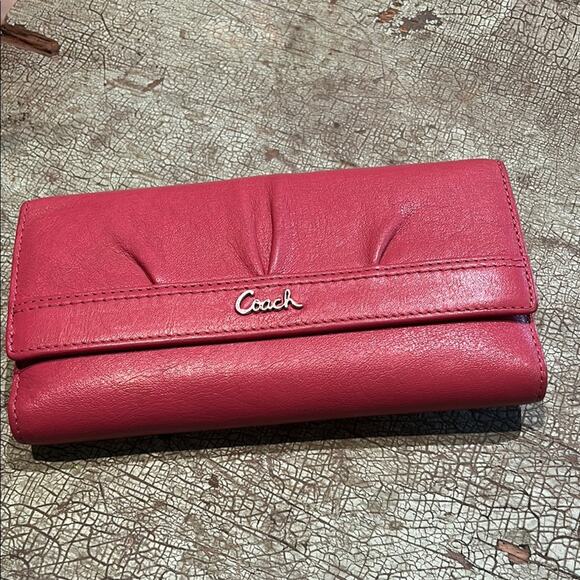 Coach Soho Pleated Ashley Leather Tri-Fold Envelope Wallet Derp pink - Picture 2 of 8